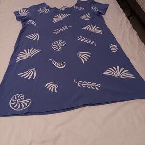 M. Mac blue XL aline dress palm design